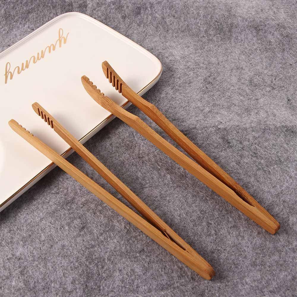 1/2/4Pcs Bamboo Food Tongs Reusable Wood Toaster Tongs Mini Straight Bend Tea Clip Bread Fruits Clamp Kitchen Teaware