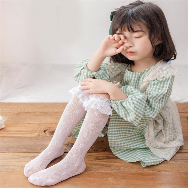 Classical Solid Color Over Knee Length Socks for Kids Soft Nylon Long Tube Socks for Party Outfits and School Event