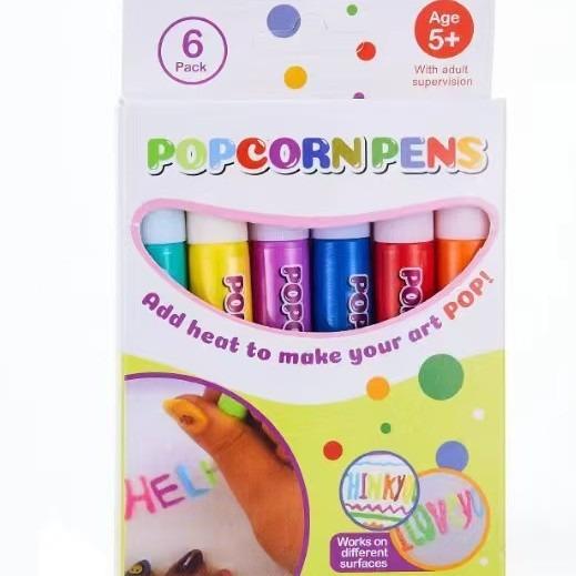 

6Pcs /set Bubble Pens,3D Popcorn Pens, Stress-relief Watercolor Pens, DIY Greeting Cards, and 3D Magic Doodles, Gel Pens