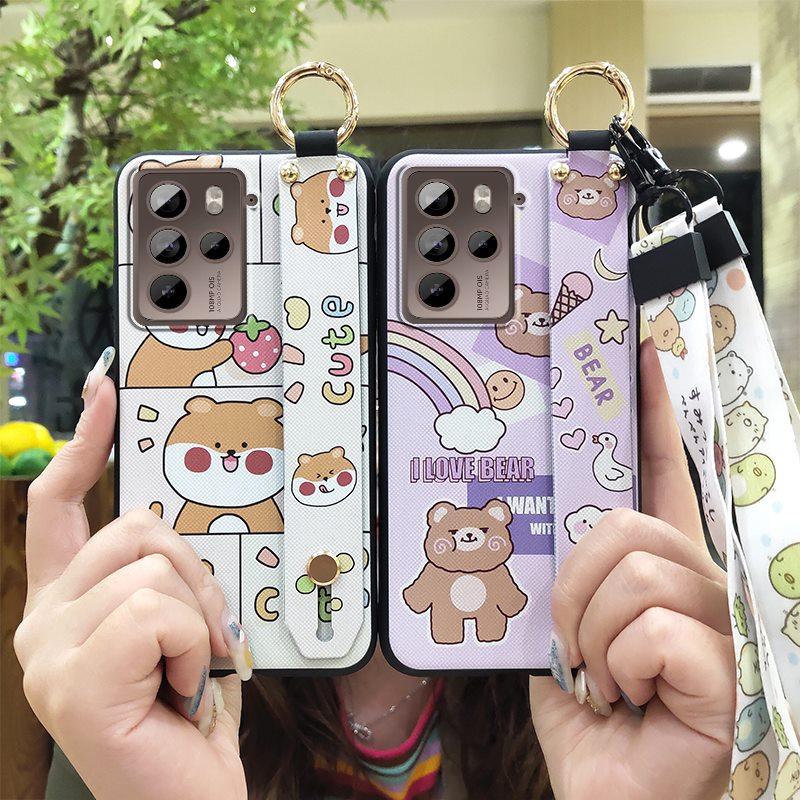 Anti-knock Wristband Phone Case For HTC U23 Pro/U23 Back Cover Anti-dust Phone Holder Cartoon Wrist Strap Dirt-resistant