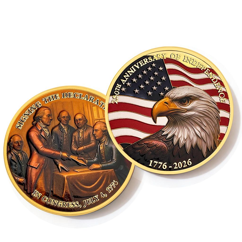 250th Anniversary Commemorative Coin Independence Day Founding Medal Challenge Coin Embossed Metal Coin Color Printed Badge