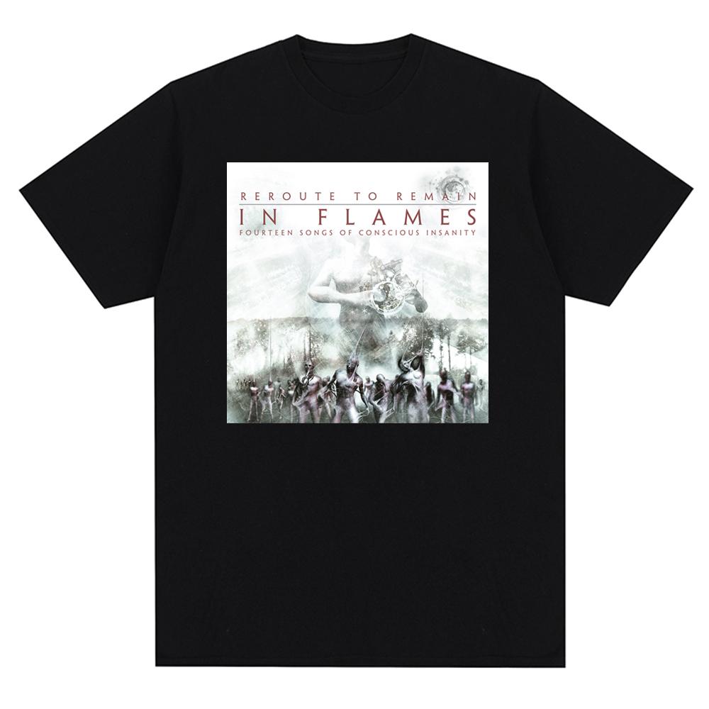 In Flames Metal Music Pattern Printed T-shirt Oversized Tops  New Harajuku Casual Short Sleeve T Shirt Unisex Clothing