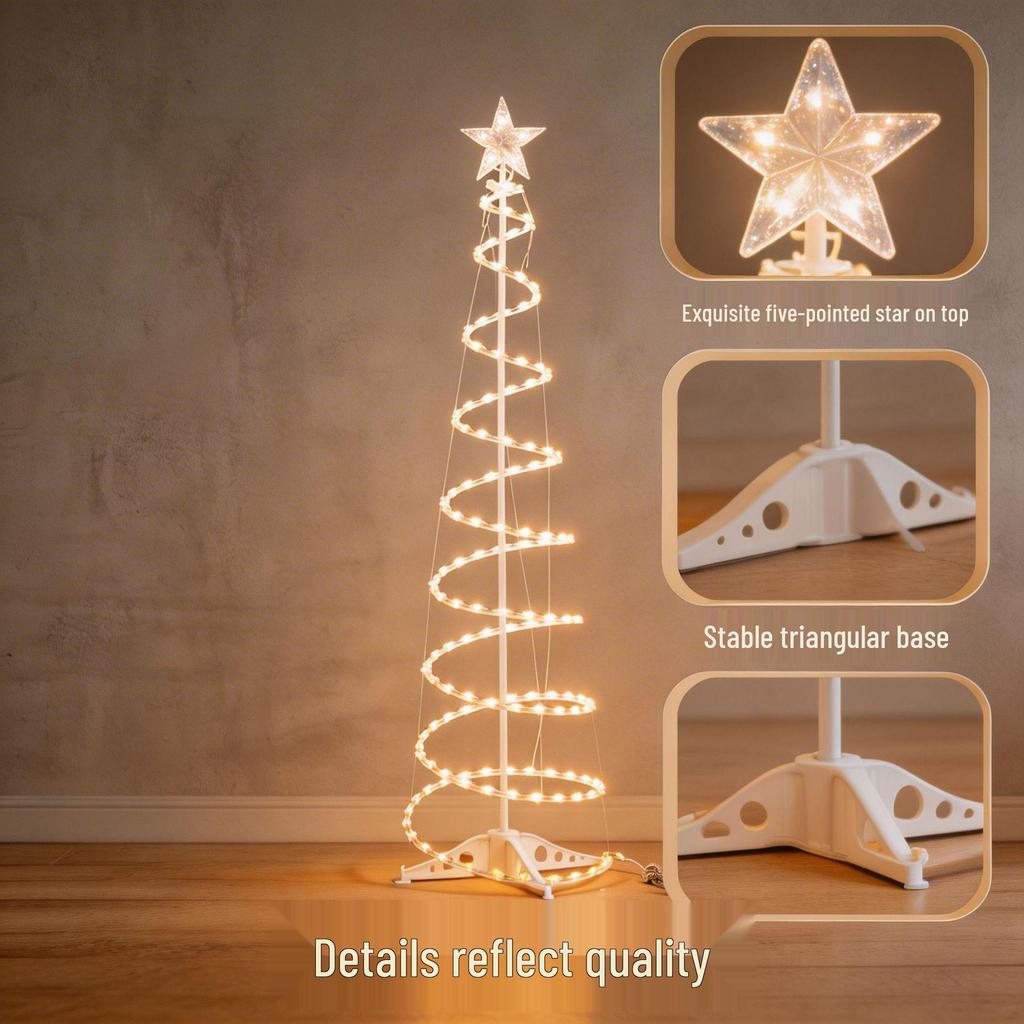 1.8m Tungsten Wire Spiral Christmas Tree Lights, Simple Ins Style, Festive Glow