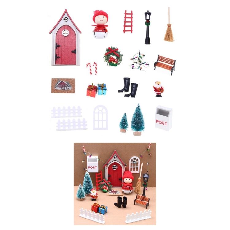 Interactive Fairies Gnomes Door Set For Doll House Doll Christmas Decorations Miniature Scene Display Crafting Accessory