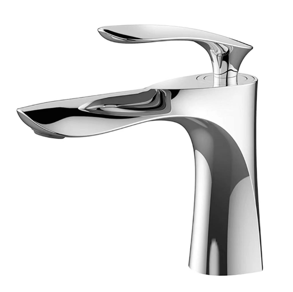 Basin Faucets Waterfall Bathroom Faucet Single Handle Basin Mixer Tap Bath White Faucet Alloy Faucet