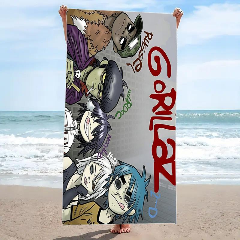 Gorillaz Print Beach Towel, Large Soft Quick Dry Towel for Beach Camping Swimming