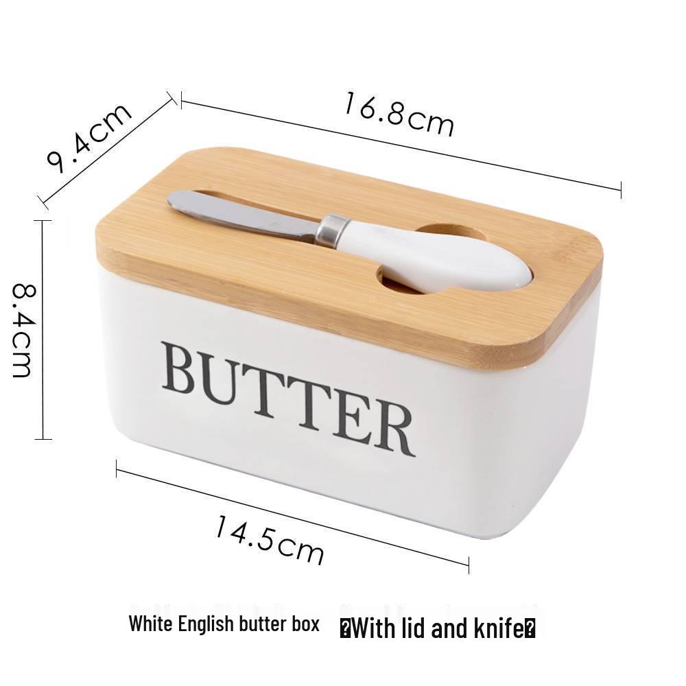 Nordic Ceramic Butter Dish with Knife - European Design