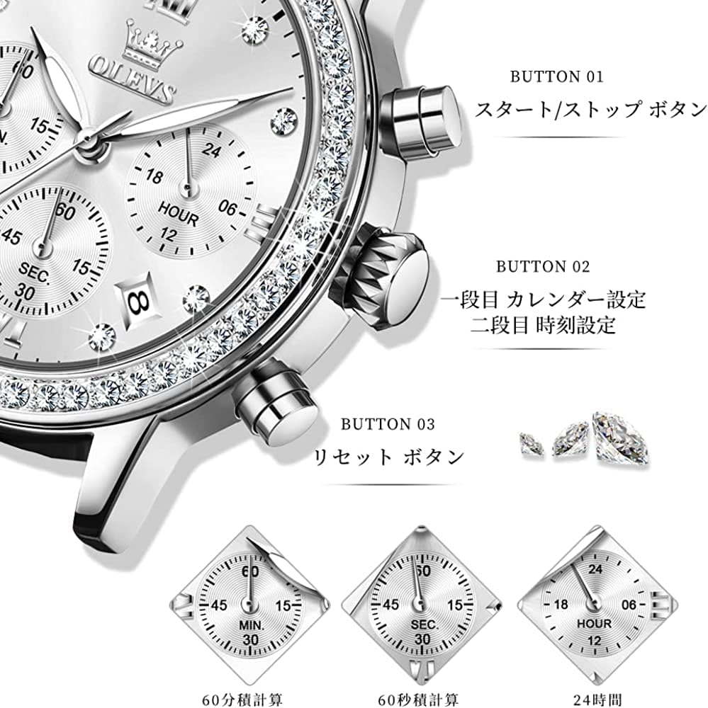 OLEVS Popular Leather Strap Quartz Watch with Bracelet Date Luminous Perfect Gift for Her Women's Set, Lightweight, Thin, Waterproof, Display, White,