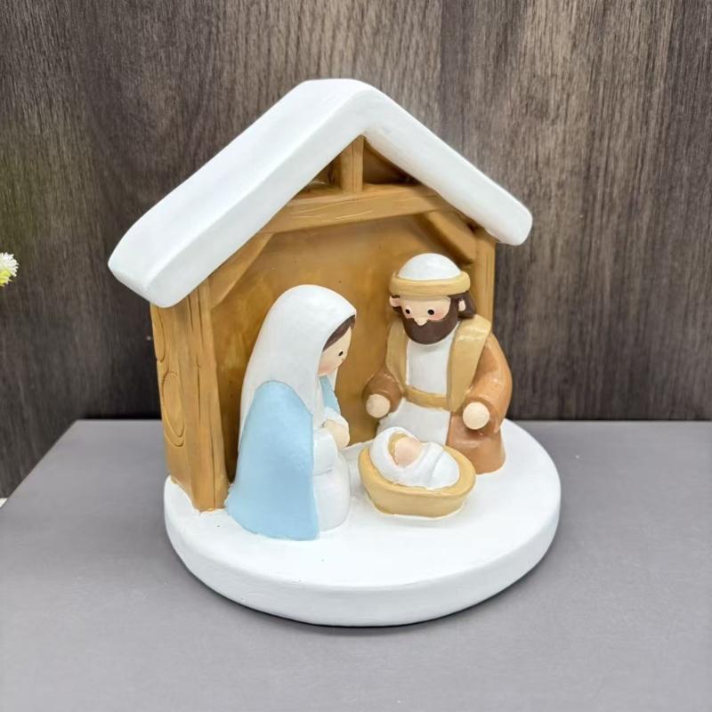 Julkrubbefigurer Heliga Familjen Figur Krubbfigur,Bordsdekoration Religiösa Juldekorationer för Sovrum Y5GB