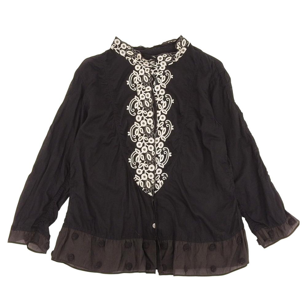 Haat Beautiful embroidered see-through long-sleeved shirt top for women, black, size 3, HA61FJ535 tops 3 blackUsed