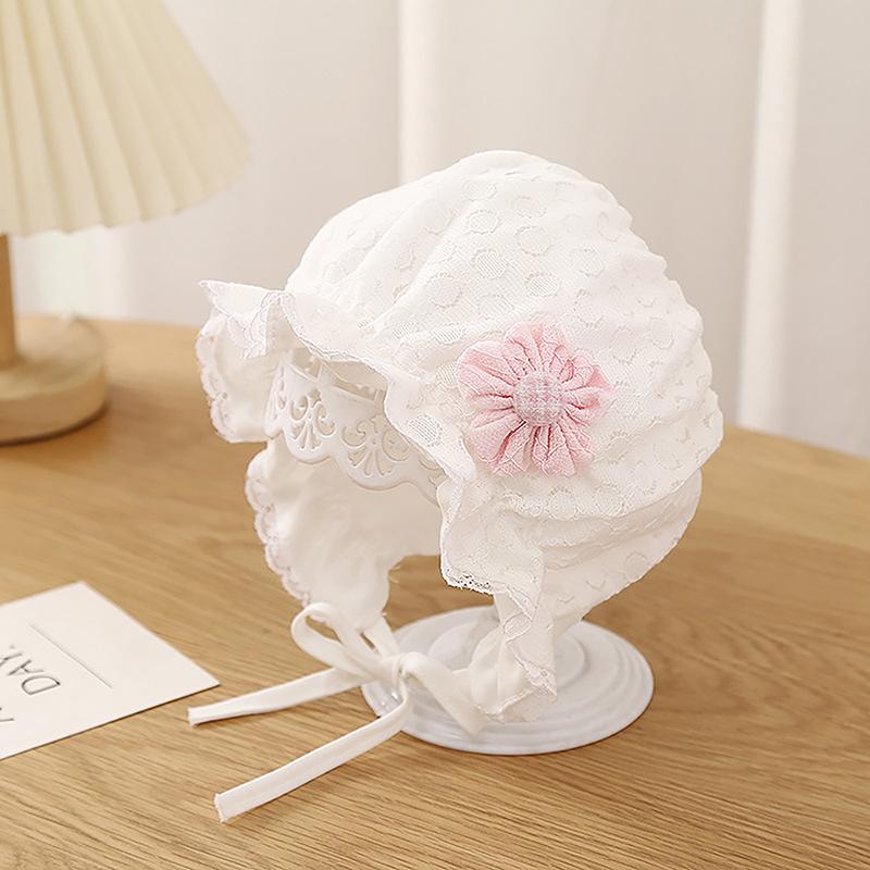 

Cute Baby Lace Flower Newborn Baby Bonnet Hat Princess Girls Ruffle Lace Up Cap Summer Breathable Mesh Infant Toddler Sun Hat