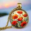 Vintage Antique Gold Plated Colorful Sweet Pea Flower Glass Pendant Necklace For Women Jewelry
