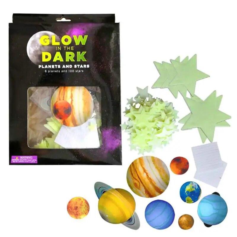 

1 комплект, светящиеся настенные наклейки с планетами, солнечная система, флуоресцентная настенная наклейка, водонепроницаемая, сделай сам, декор для детской комнаты, подарки