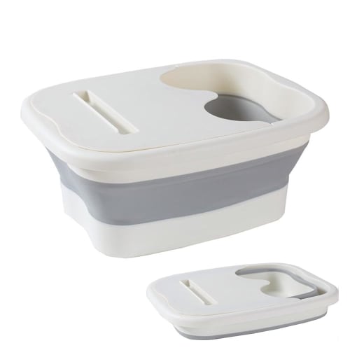 Foldable Foot Bath Bucket, Compact Storage, Space-Saving, Keeps Feet Warm, Lightweight, Portable, for Home Use (White)