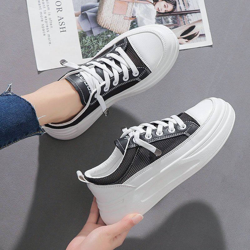 

Женские одинарные туфли весна-лето 2025, модные и универсальные, повседневные, модные, туфли на платформе, с внутренней высотой, белые туфли, обувь удобная и в 40 чёрный