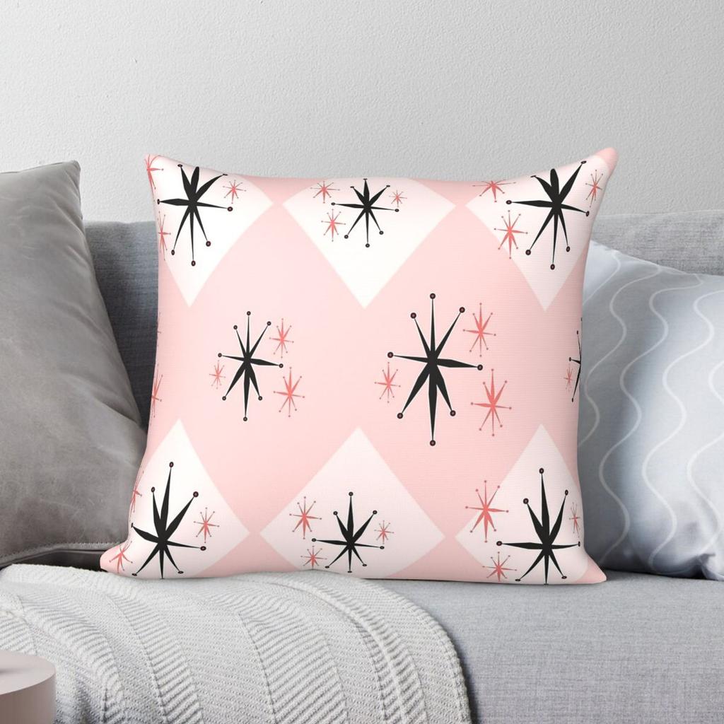 Pink Diamonds Atomic Starburst Square Pillowcase Polyester Linen Velvet Printed Decorative Throw Pillow Case Home Cover x