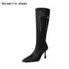 Stretch Slim Damen Kniehohe Stiefel Mode Spitzschuhe Herbst Winter Hoher Absatz Damen Ritter Lange Stiefeletten