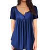 Tops Holgados de Cuello Redondo para Mujer Tallas Grandes Camisas de Manga Corta para Señora Blusas Casuales Femeninas Camisetas de Verano