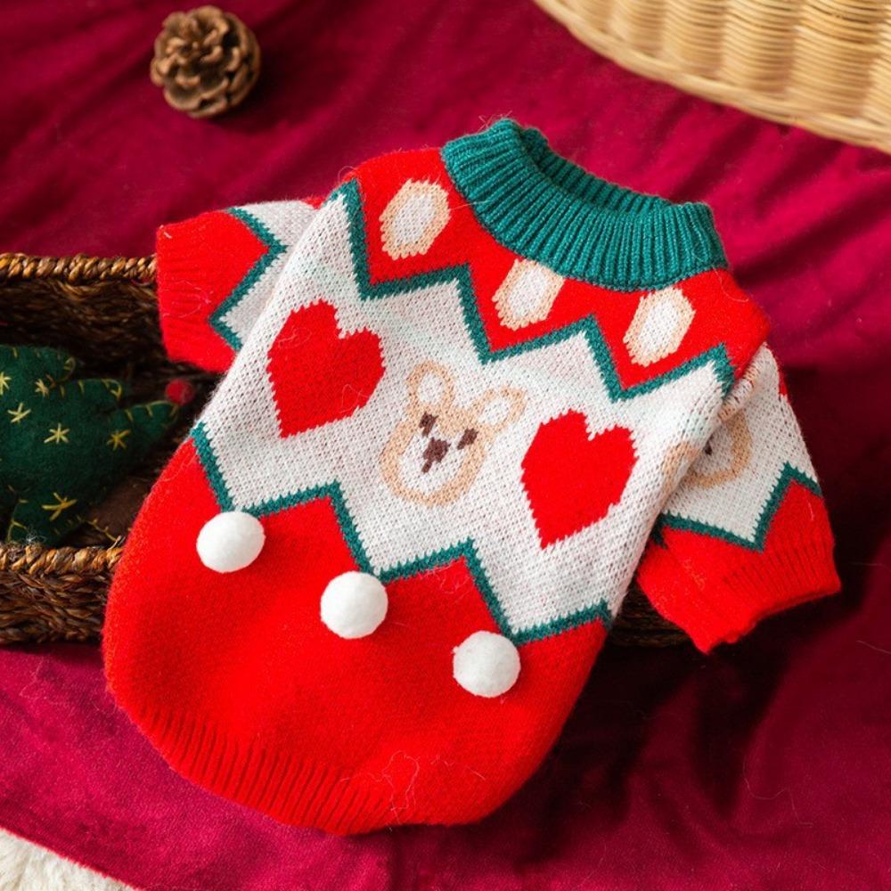 Autumn and Winter Colored Letters Small and Medium Dogs Bigbear Teddy Warm Puppy Dog Knitted Sweater Cat Pet Clothes
