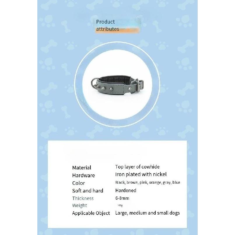 Pet Leather Collar, Dog Collar, Rivet, Nail, Anti-Bite, Bully Dog Pad, Thickened