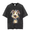 Abstract Dog Graphic Washed T Shirt Men Women Artistic Puppy Print Oversized Tee Vintage Casual Short Sleeve Harajuku Streetwear