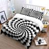 Black And White Optical Illusion Design Exquisite Three-Piece Bedding Set Gift For Kids And Adults