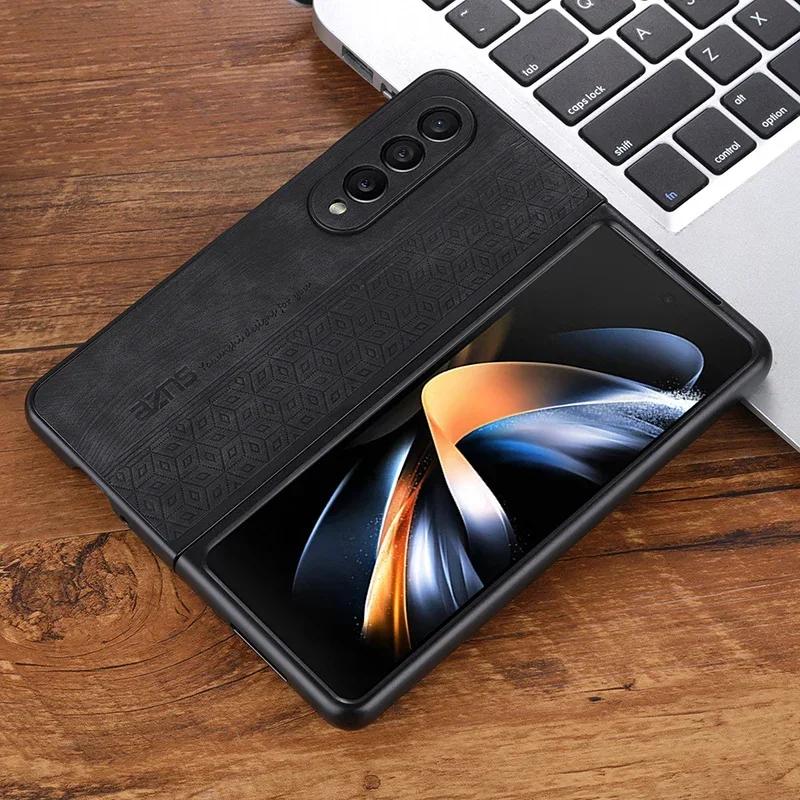 3D Embossing Case for Samsung Galaxy Z Fold 7 6 5 4 3 Z Fold7 5G Cover Soft Matte Leather Full Camera Protect Shell Fundas Coque