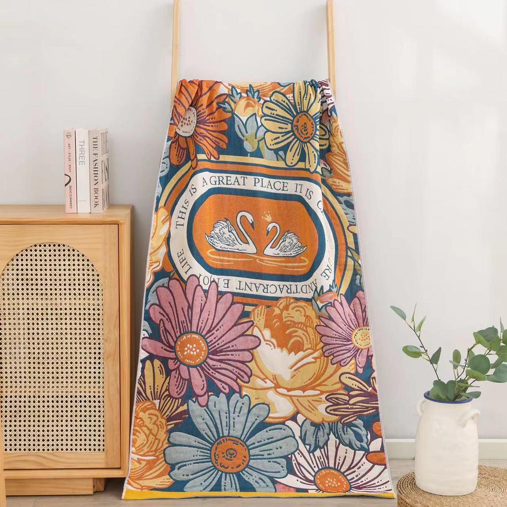 Pure Cotton Multi-Layer Gauze Blanket & Towel - Extra Large, Multipurpose use for Bath, Sofa, or Nap.