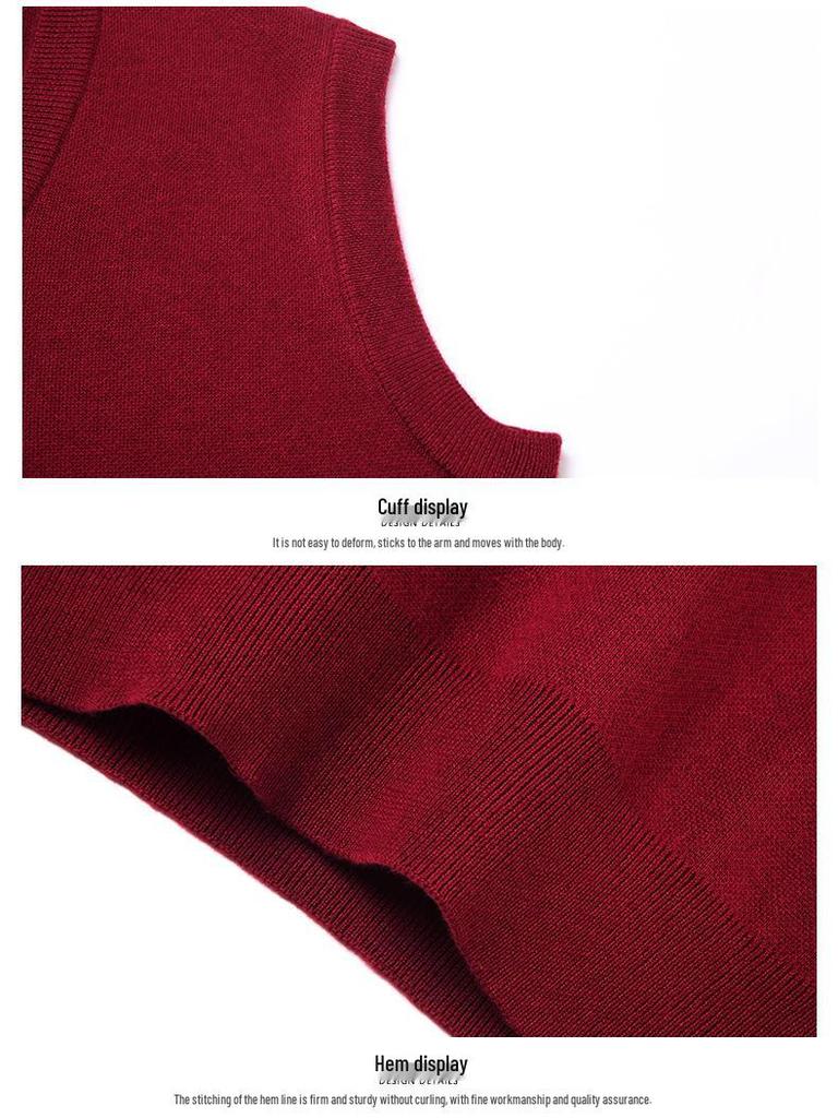 Pánská vlněná směsová bezrukávová vesta se výstřihem do V pro středního věku a starší tatínky