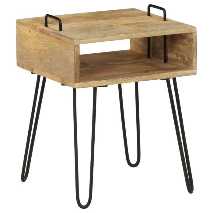 VidaXL Table de chevet Bois de manguier massif 40 x 34 x 47 cm