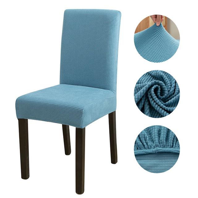 Solid Jacquard Chair Covers Stretch For Wedding Dining Room Office Banquet Housse De Chaise Chair Cover