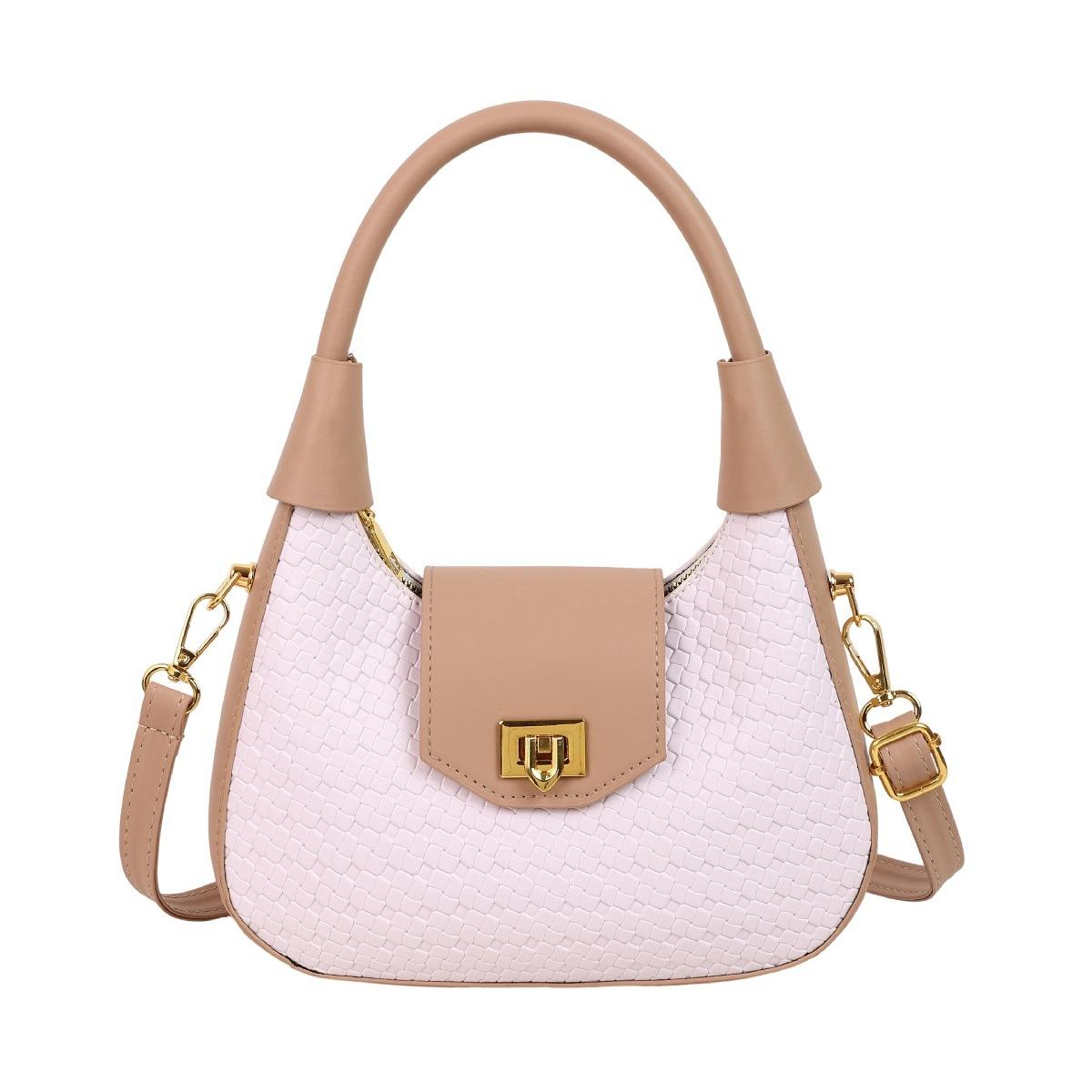 

2025 large capacity new fashion woven pattern casual solid color hand carry crescent dumplings one shoulder underarm bag women белый