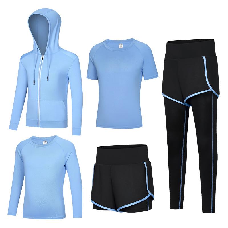 Kids' Quick-Dry Long Sleeve Hooded Yoga Set for Girls - Medium & Large Sizes, Autumn/Winter