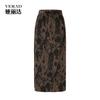 Amber flowing light dress casual retro printed velvet half skirt women's skirt straight tube skirt