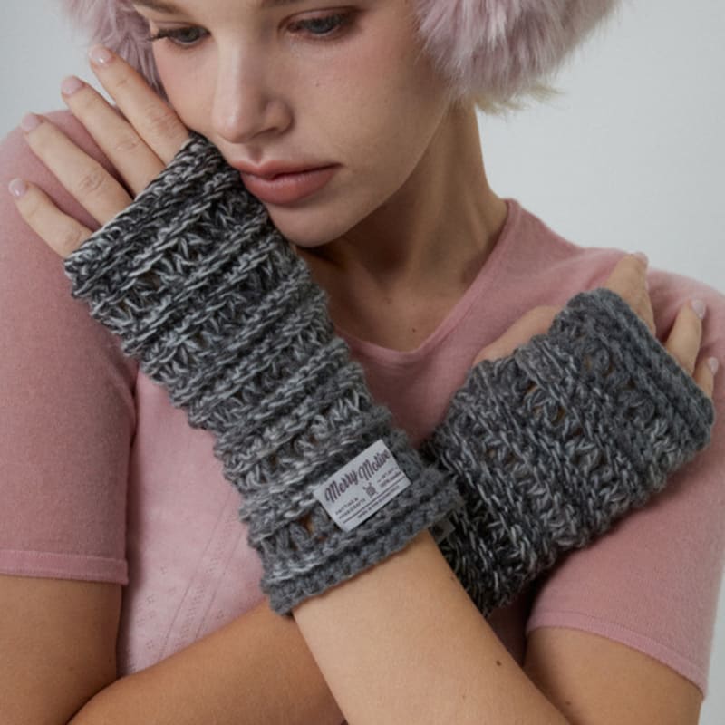 

MERRYMOTIVE Wool hairy mix color handwarmer (Mix grey) Free