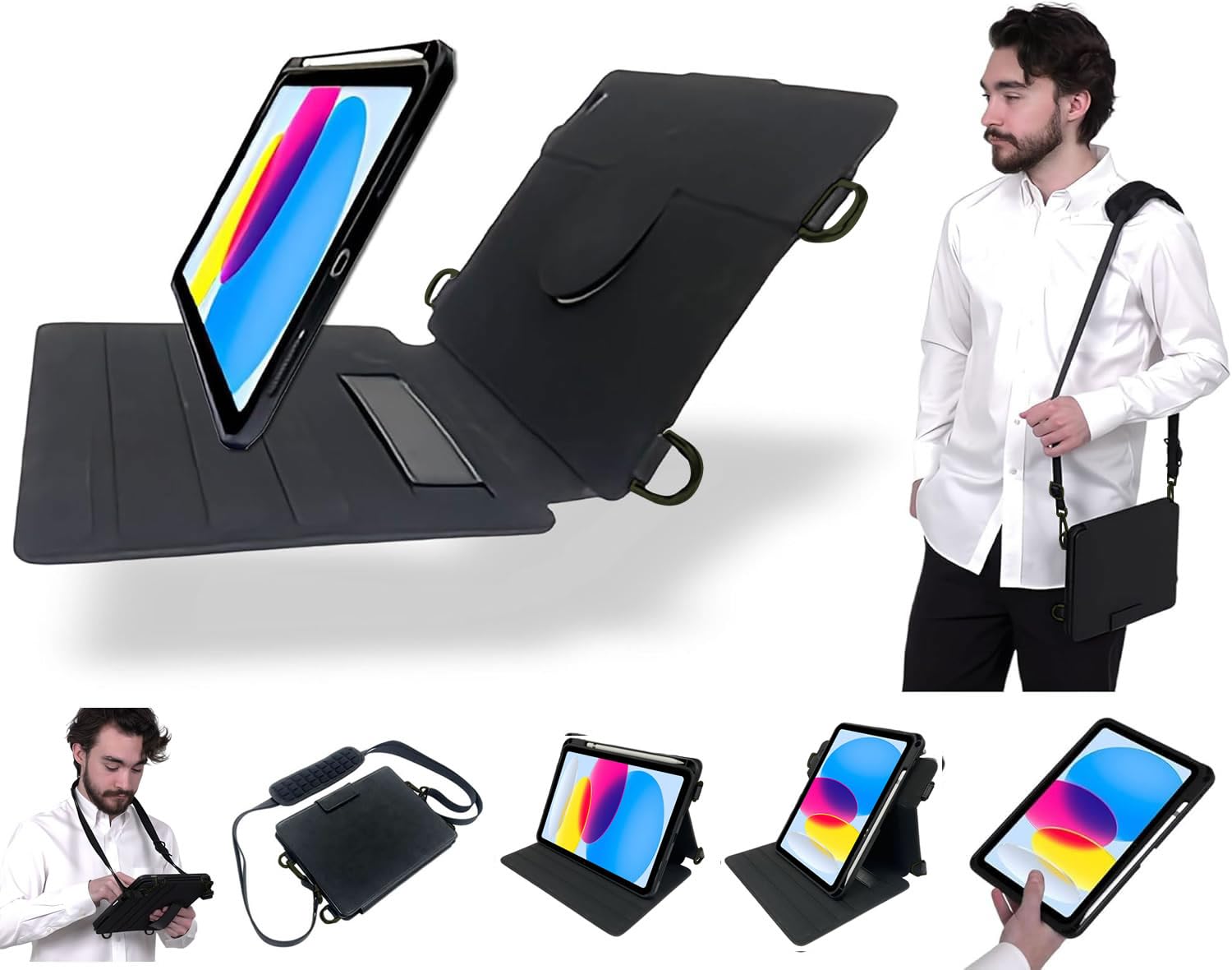 

KRUF iPad 10.9-inch 10th Generation (2022) / iPad 11-inch (A16) 11th Generation (2025) Compatible Case. Detachable case and cover. Shoulder/neck strap