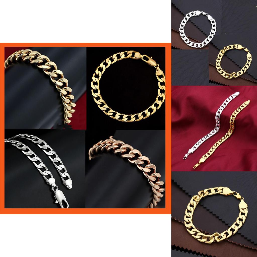 Classic Vintage Simple Flat Curb Cuban Chain Bracelet Punk Gothic Jewelry