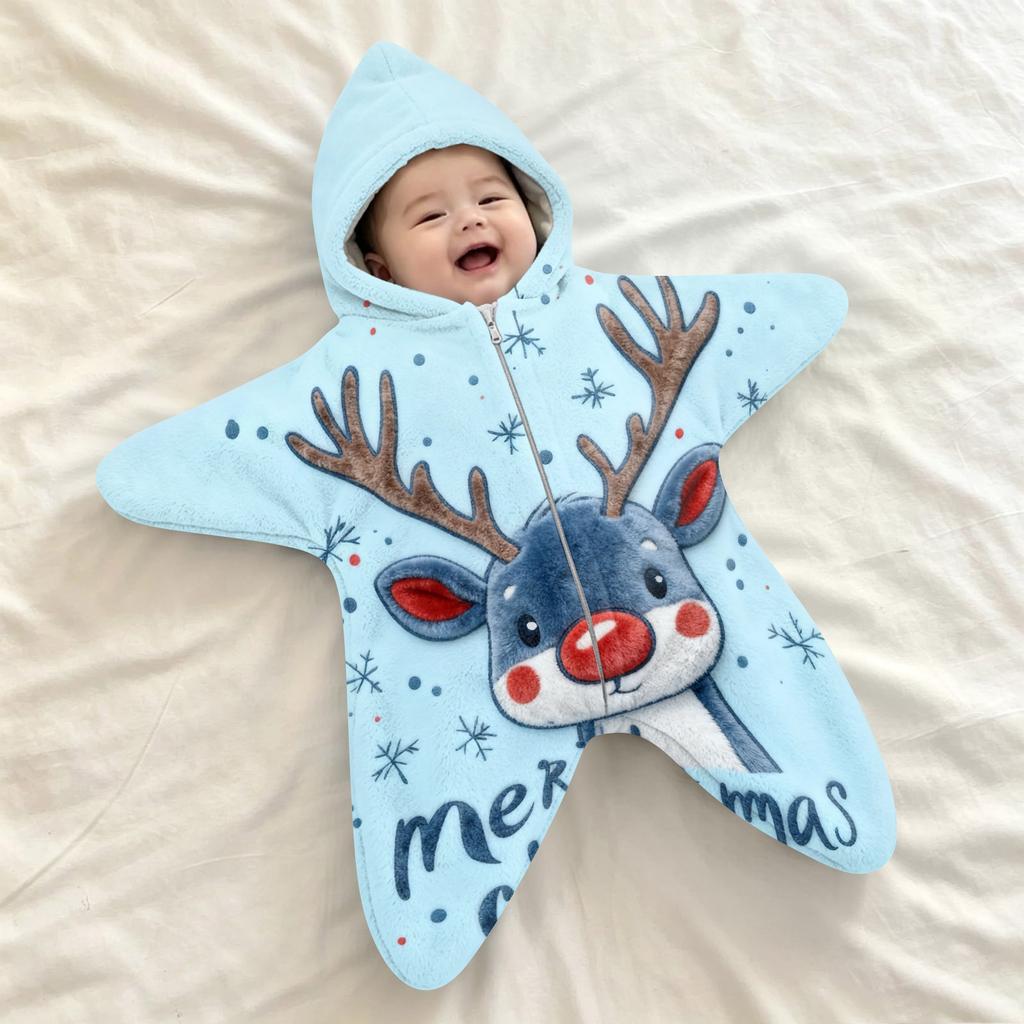 Baby Flanell Puckdecke mit Weihnachtsdruck - - Aufwach-Schlafsack für Neugeborene, Outdoor-Reiseumhang
