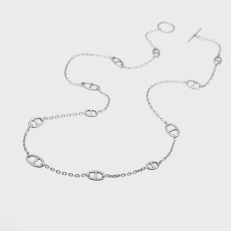Sterling Silver Pig Nose Necklace: Retro Thai Silver Design, Simple Korean Style, Versatile Ladies' Fashion, Personality Trend Jewelry.
