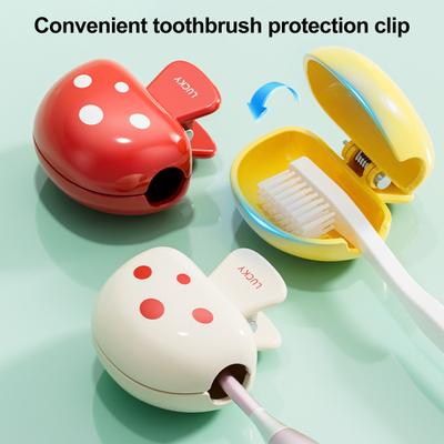 Diş Fırçası Kapağı Güçlü Yaylı Klipsli BPA İçermeyen Mantar Tasarımı Evrensel Diş Fırçası Kapağı Taşınabilir Seyahat Kutusu