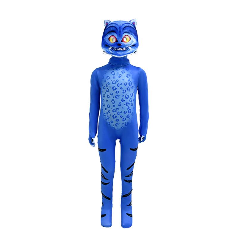 Nieuwe Role-playing Jumpsuit Jager Tijgerprint Cosplay Show Podiumoptreden Onesie met Vilten Masker Maskeradefeest Cadeau 130 blue