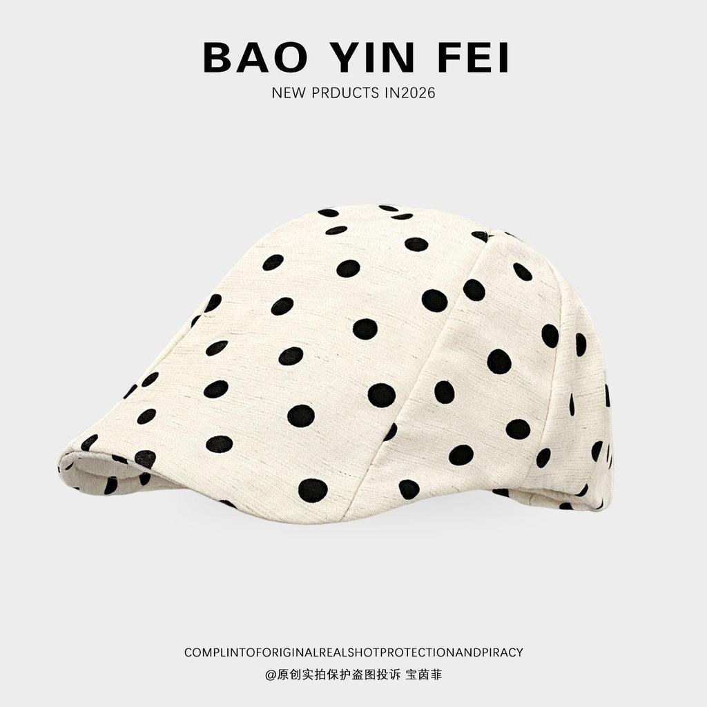 Korean Polka Dot Forward Hat, Women Wear Duck Tongue Beret In Summer, Big Head Circumference, Thin Painter Hat