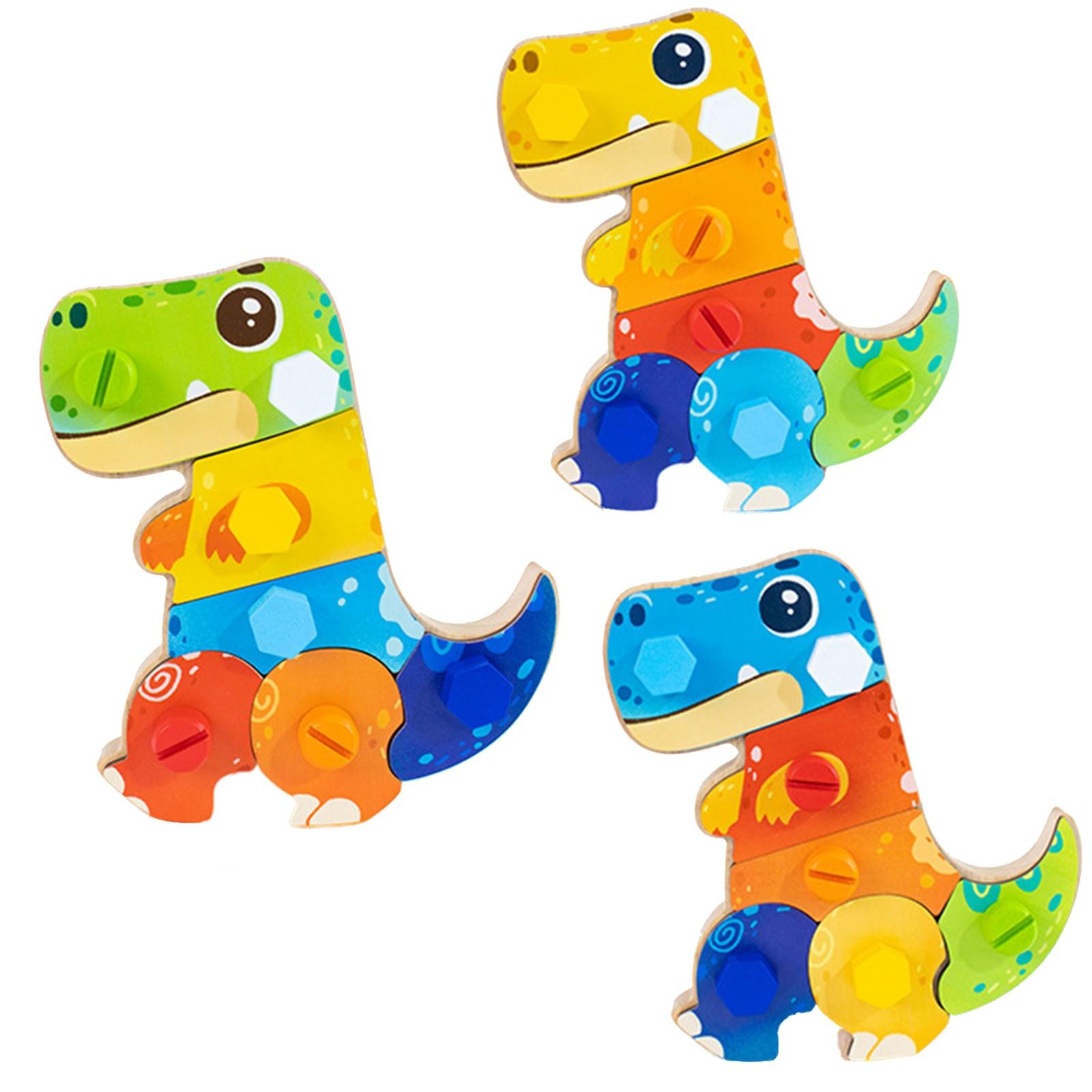 

Игрушка-пазл с динозаврами на винтах, набор из 3 штук разных цветов, тренировка координации рук и глаз, идеальный рождественский подарок на день рождения для детей One Size