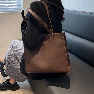 Strukturierte Damen-Einzelschultertaschen, modische PU-Leder-Damen-Tragetasche, Vintage, große Kapazität, einfarbig, neu im Sortiment