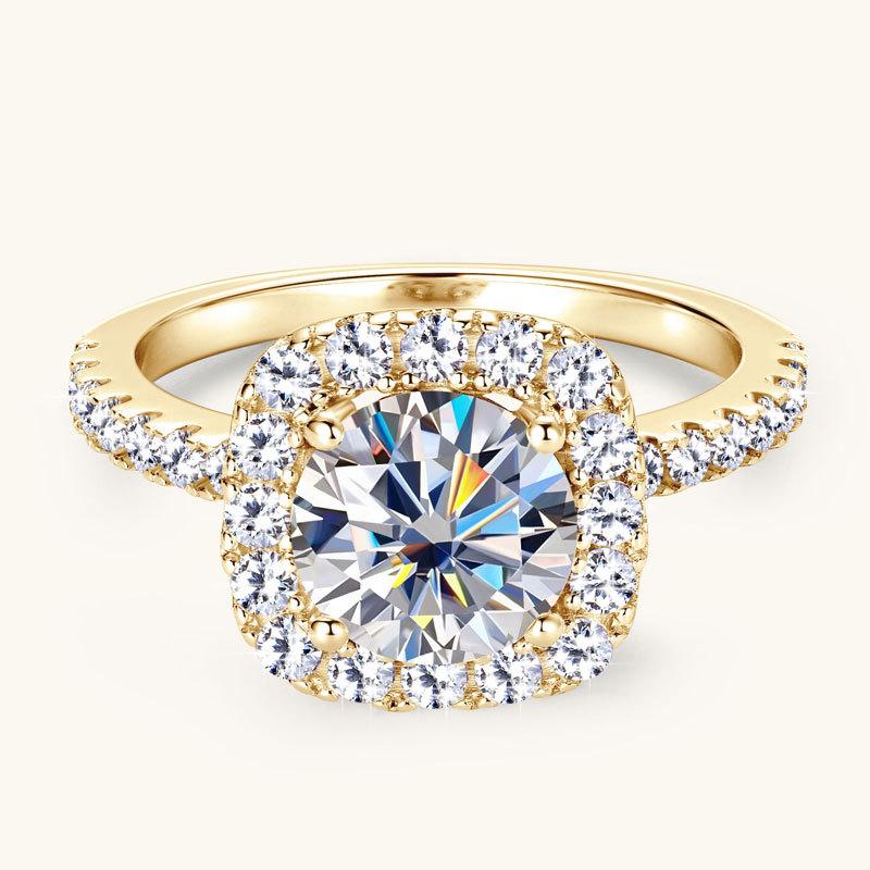 Silvere Glam This 2-carat Moissanite Sterling Silver Ring, A Popular Cross-border Engagement Ring For Women, Is Designed As A Sugar Cube Jewelry