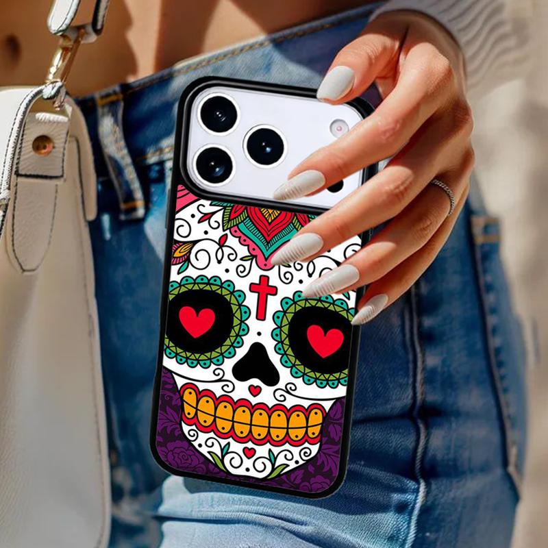 Mexican Sugar Skull Protective Phone Case For iPhone 17 Air 14 15 13 12 Max Cover For Apple 16e 11 Pro Max Plus Coque
