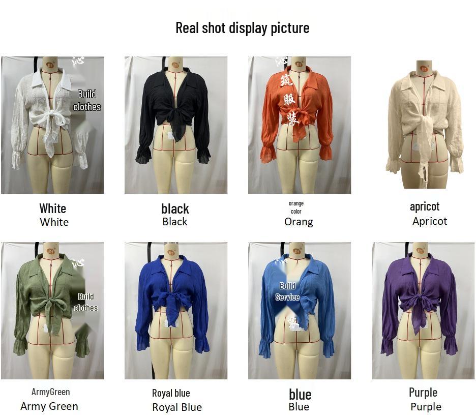 Long-Sleeve Bamboo Cotton Beach Cover-Up with Front Tie for Women