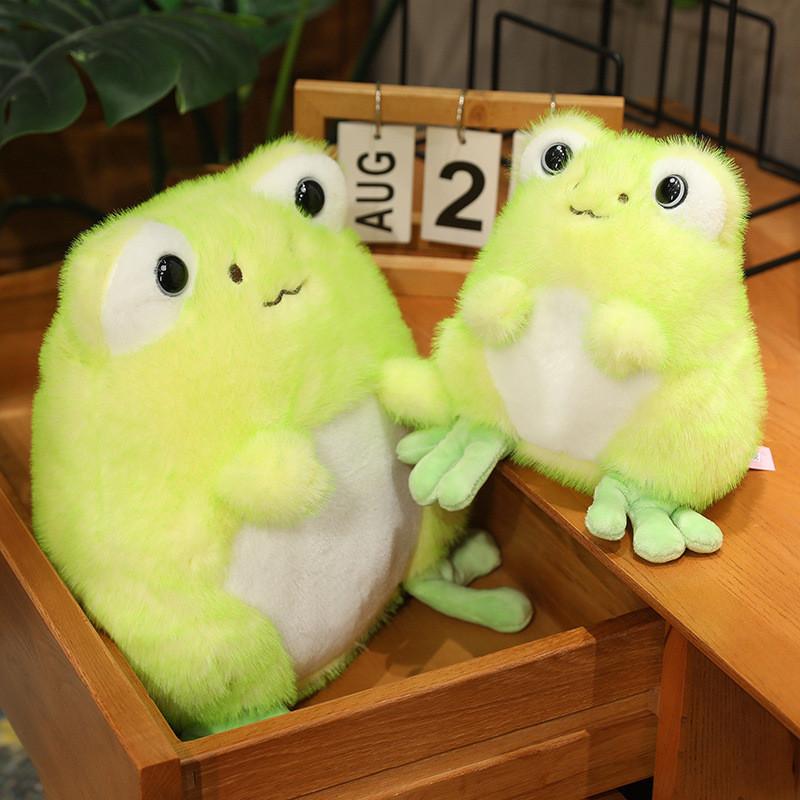 New Two-tone Cashmere Little Frog Plush Toy Smiling Frog Doll Children's Companion Doll 20cm 0.15kg