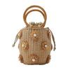 Z New Women's Straw Basket Handbag with Flower & Artificial Pearl Decoration