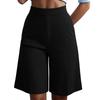 Women's High Waist Elastic Waistband Wide Leg Casual Shorts with Pockets Loose Fit Comfortable Summer Bottoms